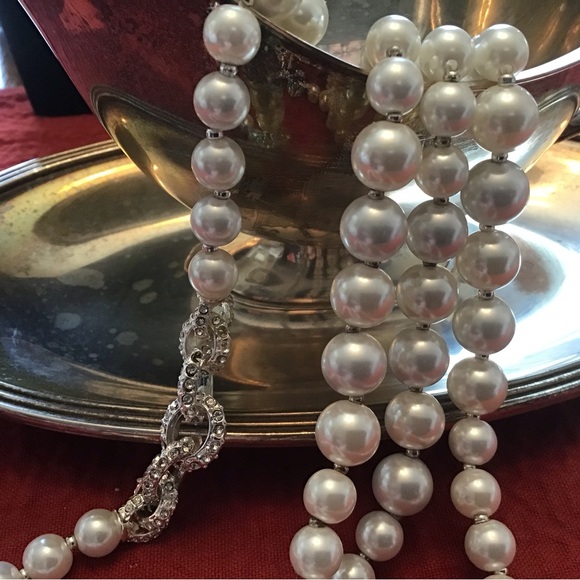 Anne Klein Faux Pearl & Rhinestone Necklace - Picture 1 of 11